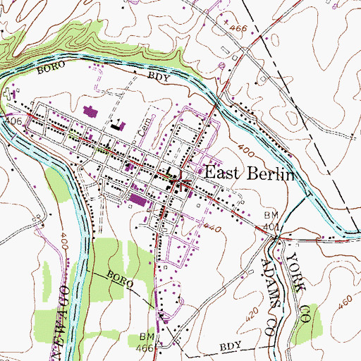 Topographic Map of East Berlin, PA