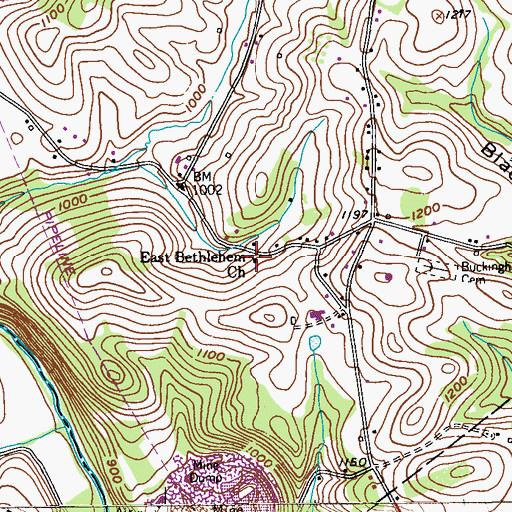 Topographic Map of East Bethlehem Church, PA