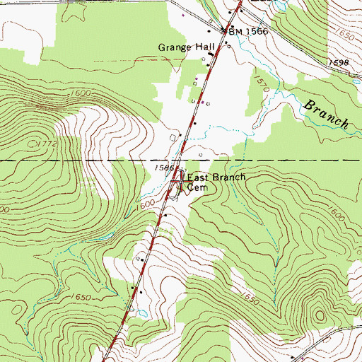 Topographic Map of East Branch Cemetery, PA