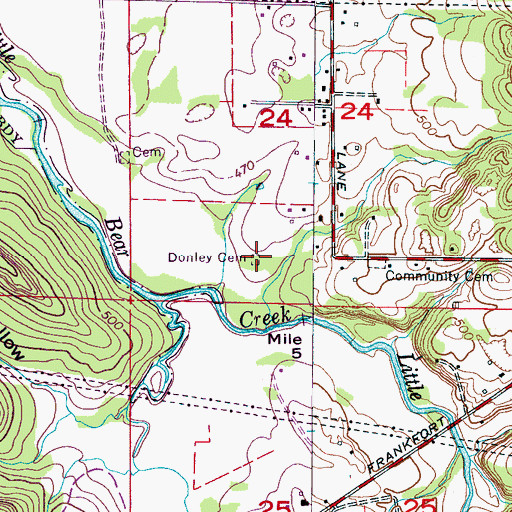 Topographic Map of Donley Cemetery, AL