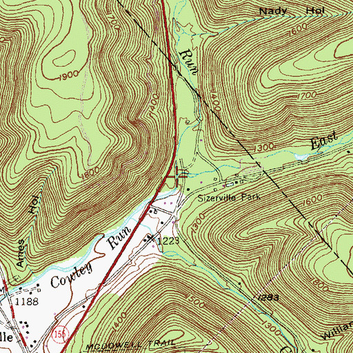 Topographic Map of East Branch Cowley Run, PA