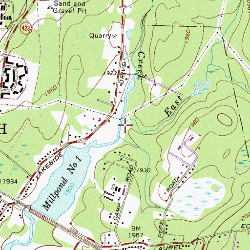 Topographic Map of East Branch Tobyhanna Creek, PA