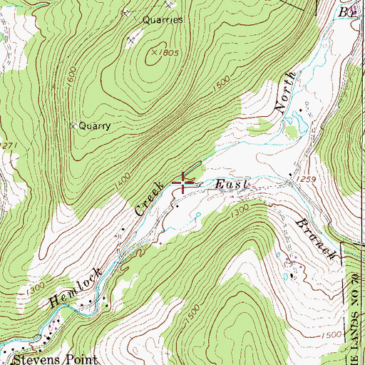 Topographic Map of East Branch Hemlock Creek, PA