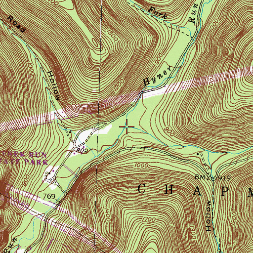 Topographic Map of East Branch Hyner Run, PA