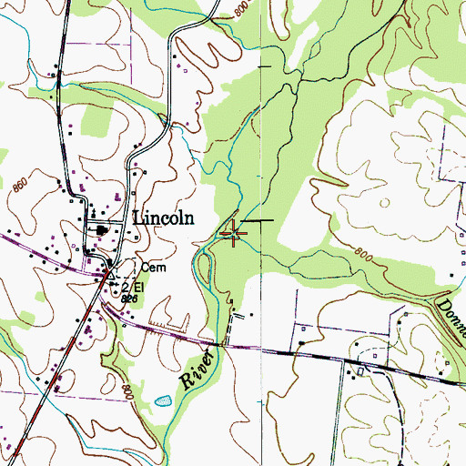 Topographic Map of Donneby Branch, AL