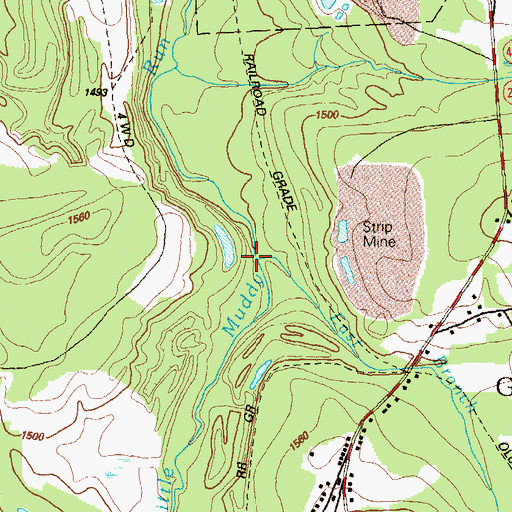 Topographic Map of East Branch Little Muddy Run, PA