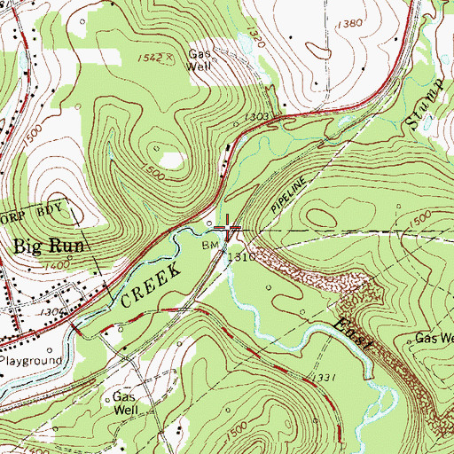 Topographic Map of East Branch Mahoning Creek, PA