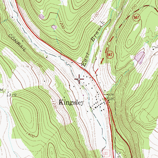 Topographic Map of East Branch Martins Creek, PA