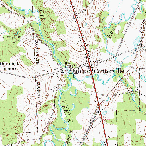 Topographic Map of East Branch Oil Creek, PA