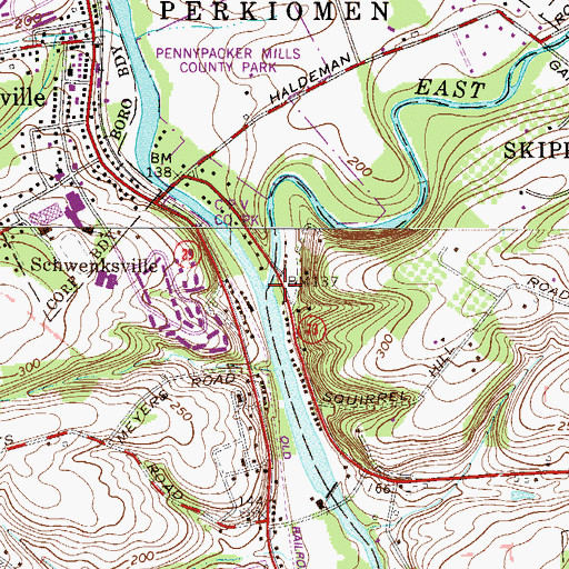 Topographic Map of East Branch Perkiomen Creek, PA