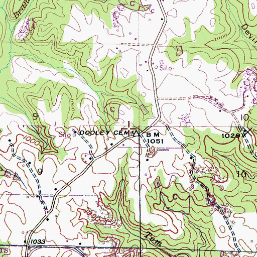 Topographic Map of Dooley Cemetery, AL