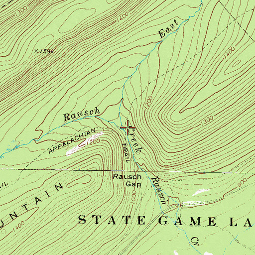 Topographic Map of East Branch Rausch Creek, PA