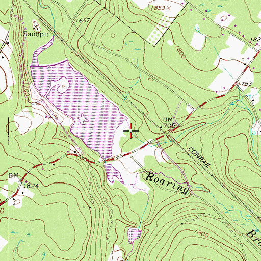 Topographic Map of East Branch Roaring Brook, PA