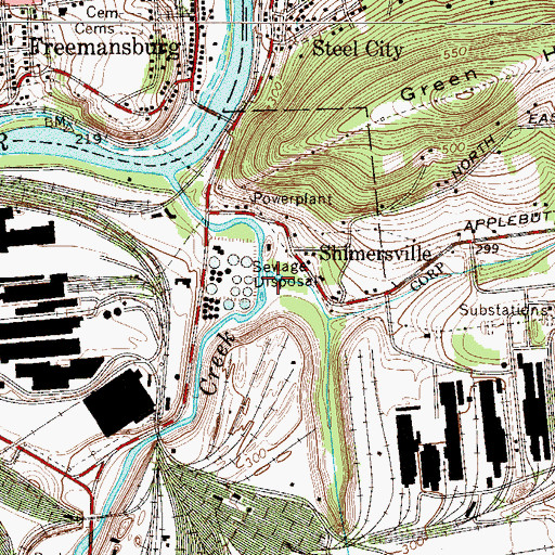 Topographic Map of East Branch Saucon Creek, PA