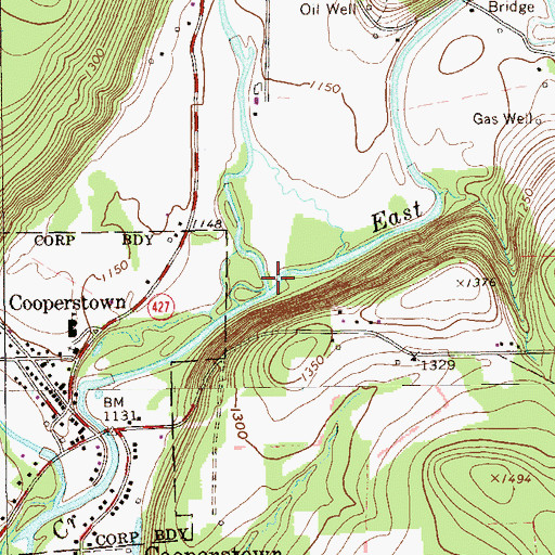 Topographic Map of East Branch Sugar Creek, PA