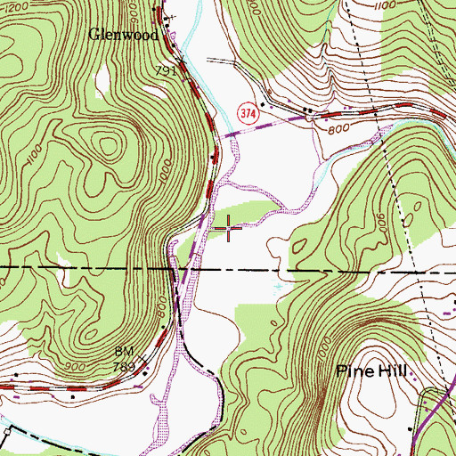 Topographic Map of East Branch Tunkhannock Creek, PA