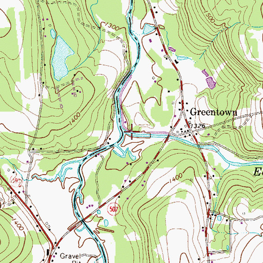Topographic Map of East Branch Wallenpaupack Creek, PA