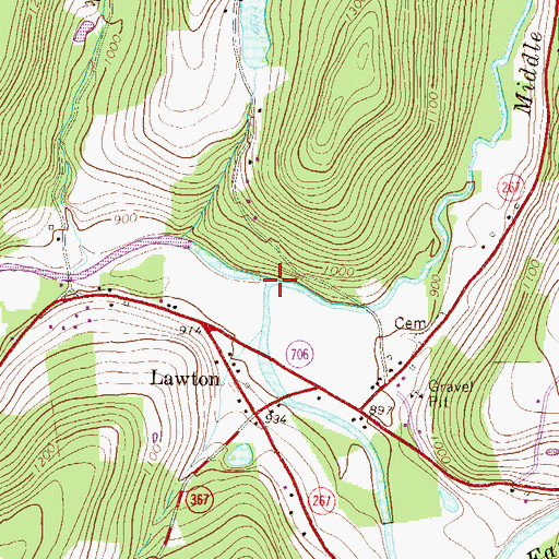 Topographic Map of East Branch Wyalusing Creek, PA