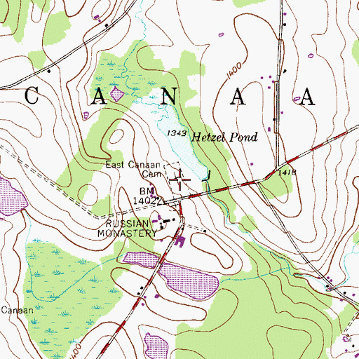 Topographic Map of East Canaan Cemetery, PA