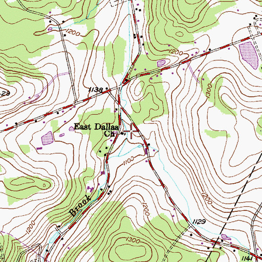 Topographic Map of East Dallas Church, PA