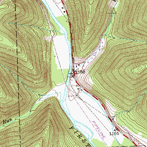 Topographic Map of East Darian Run, PA