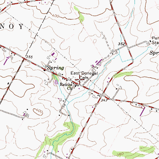 Topographic Map of East Donegal Cemetery, PA