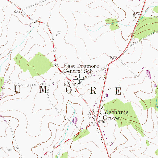 Topographic Map of East Drumore Central School, PA