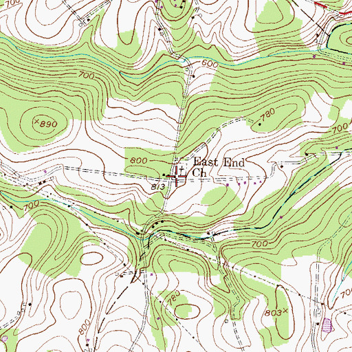 Topographic Map of East End Church, PA