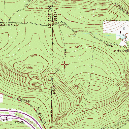 Topographic Map of East End Trail, PA