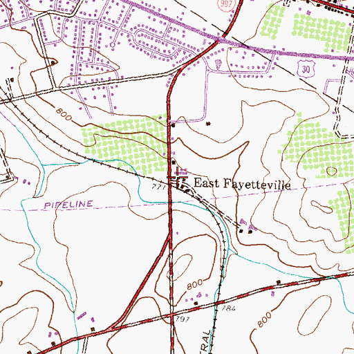 Topographic Map of East Fayetteville, PA