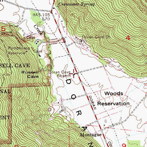 Topographic Map of Doran Cove Church, AL