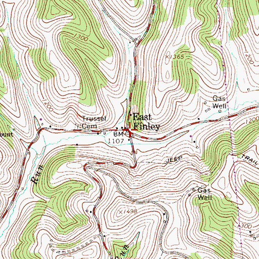 Topographic Map of East Finley, PA