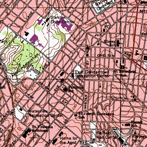 Topographic Map of Lonnie Young Recreation Center, PA