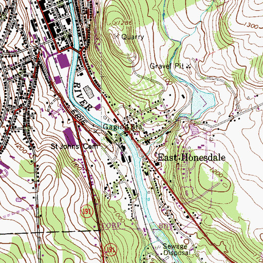 Topographic Map of East Honesdale, PA