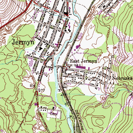 Topographic Map of East Jermyn, PA