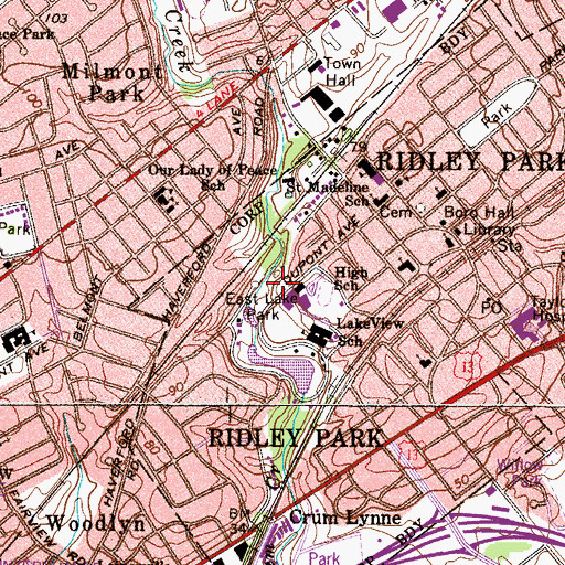 Topographic Map of East Lake Park, PA