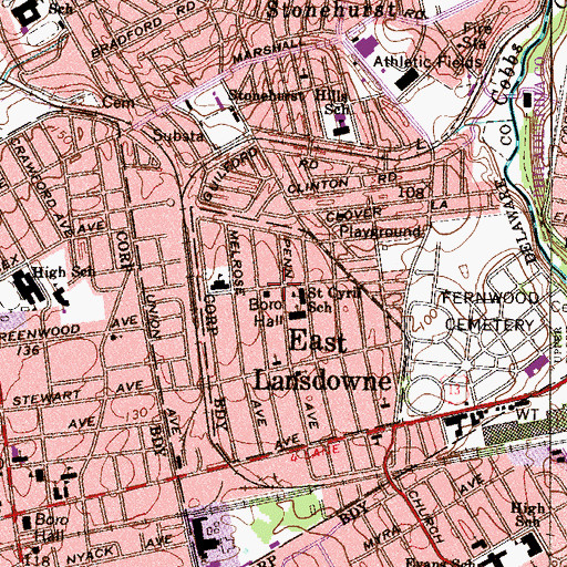 Topographic Map of East Lansdowne, PA