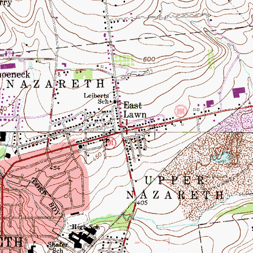 Topographic Map of East Lawn, PA