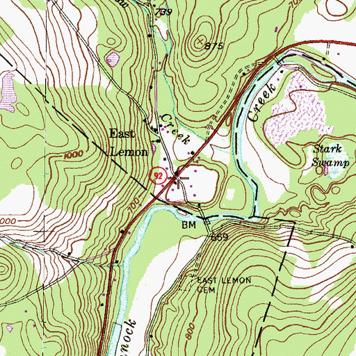 Topographic Map of East Lemon, PA