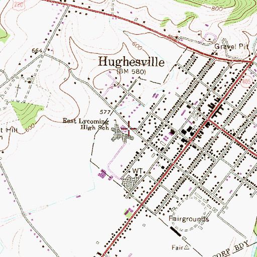 Topographic Map of East Lycoming High School, PA