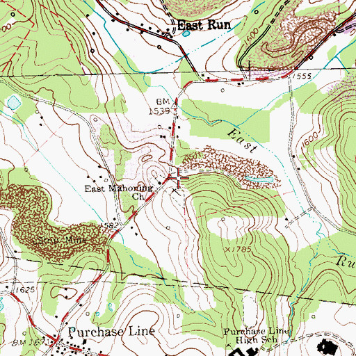 Topographic Map of East Mahoning Church, PA