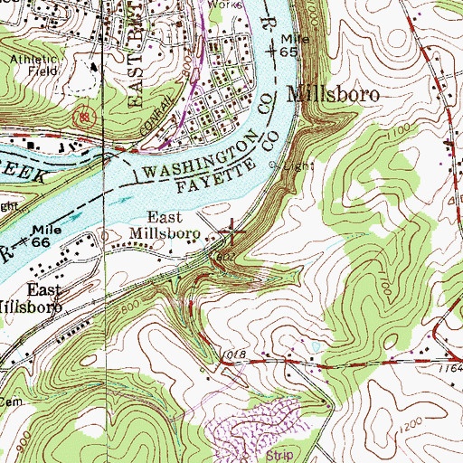 Topographic Map of East Millsboro, PA
