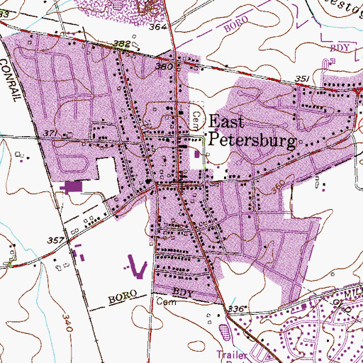 Topographic Map of East Petersburg, PA