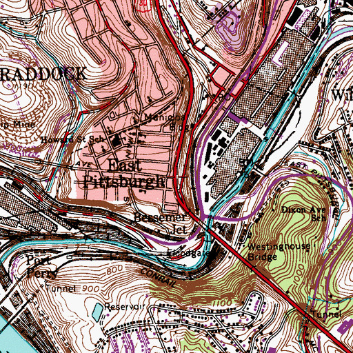 Topographic Map of East Pittsburgh, PA