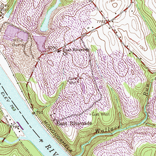 Topographic Map of East Riverside Church, PA