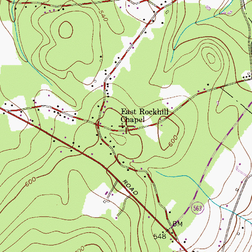 Topographic Map of East Rockhill Chapel, PA