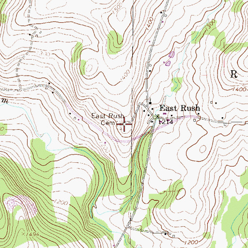 Topographic Map of East Rush Cemetery, PA