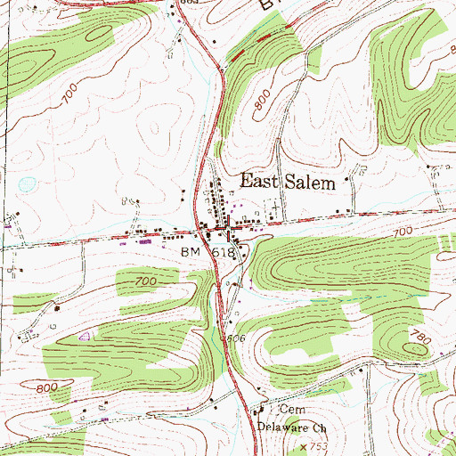 Topographic Map of East Salem, PA