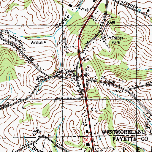 Topographic Map of East Salem Cemetery, PA