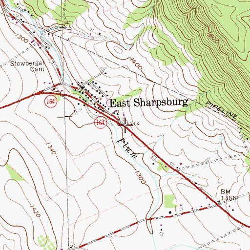 Topographic Map of East Sharpsburg, PA